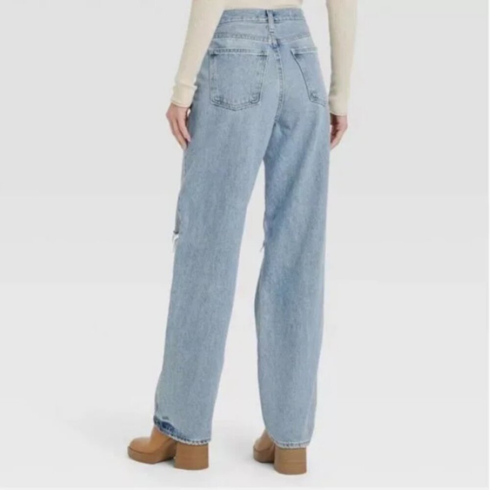 Women's Mid-Rise 90's Baggy Jeans - Universal Thread Medium Wash 4L LONG - Picture 5 of 6